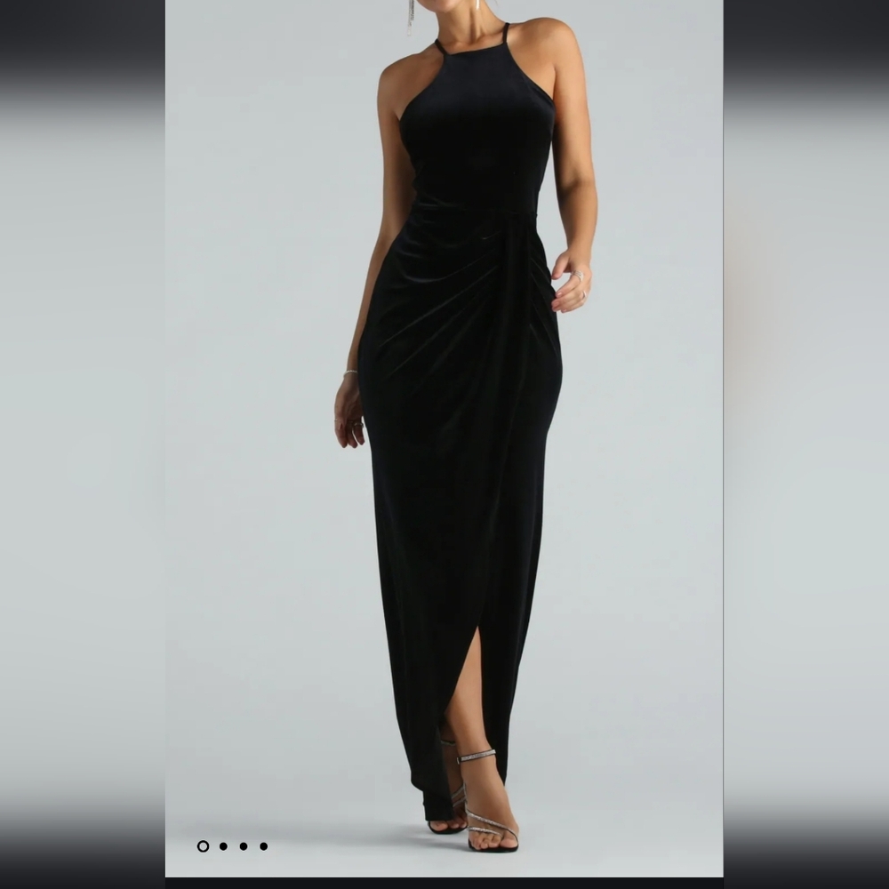 Windsor Black Halter Maxi Dress- WORN 2 TIMES